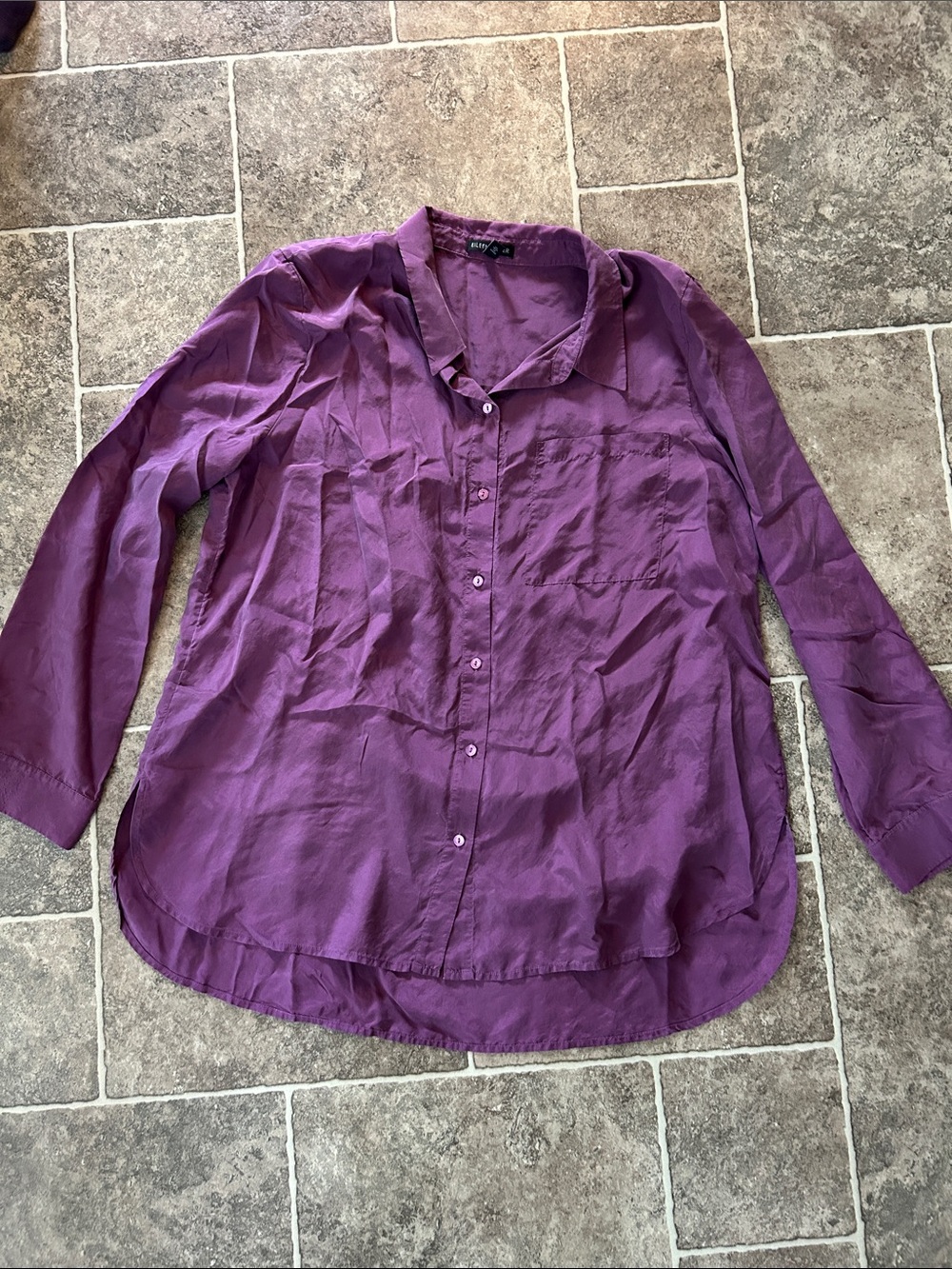 Eileen Fisher Silk Purple Button-Up Blouse